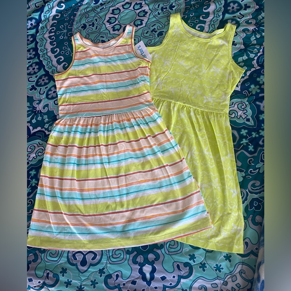 Colorful Striped and Yellow Kids Dresses